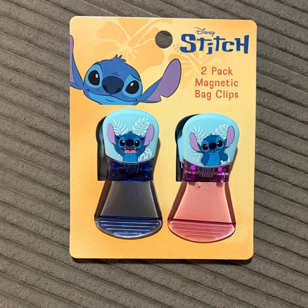 Disney Stitch Magnetic Bag Clips - Blue and Purple